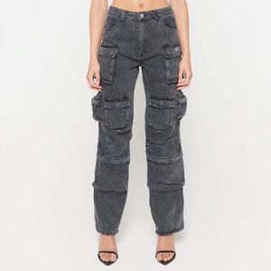 Black Denim Oversized Cargo Pocket Jeans brand new never born